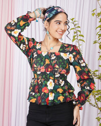 Bella noir petal peplum top
