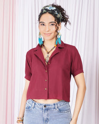 Marcelline wild-berry cotton top