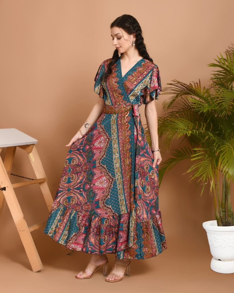 Naomi boheme wrap maxi dress