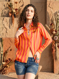 Calista sunset pop stripe shirt