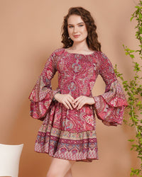 Rosette reverie smocked mini dress