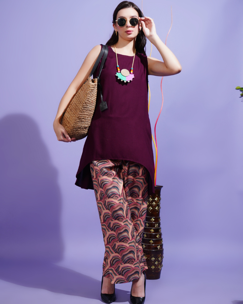 Boho berry asymmetrical co-ord set