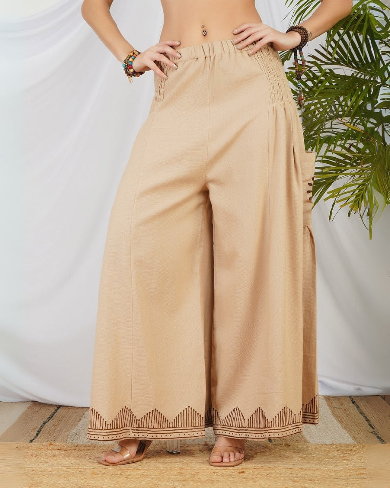 Sandstone glow cotton palazzo pants