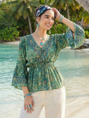 Aurelia mint whisper peplum top