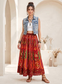 Rustic ember boho maxi skirt