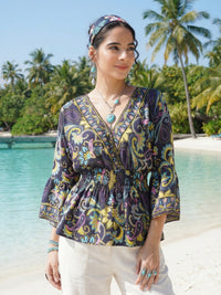 Fiora twilight paisley peplum top