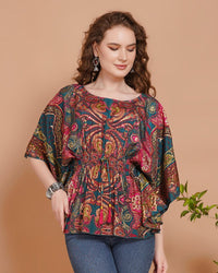 Paisley pop fusion kaftan top