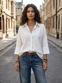 Ismerie pearl stripe boho formal shirt