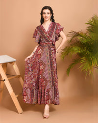 Maribel paisley maxi wrap dress