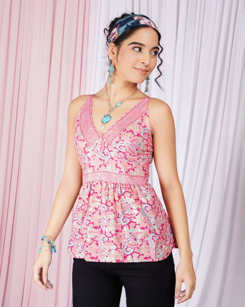 Marivelle candy paisley spaghetti top
