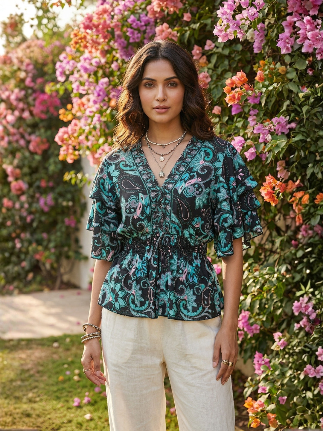 Ivara twilight paisley peplum top