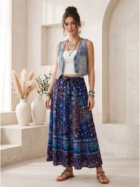 Midnight lagoon boho maxi skirt