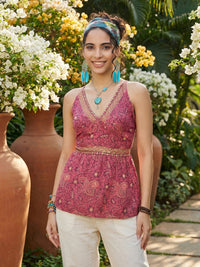 Raspberry glow spaghetti top