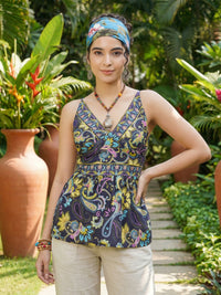 Seraphine midnight paisley spaghetti top