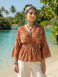 Marchelle ember bloom peplum top