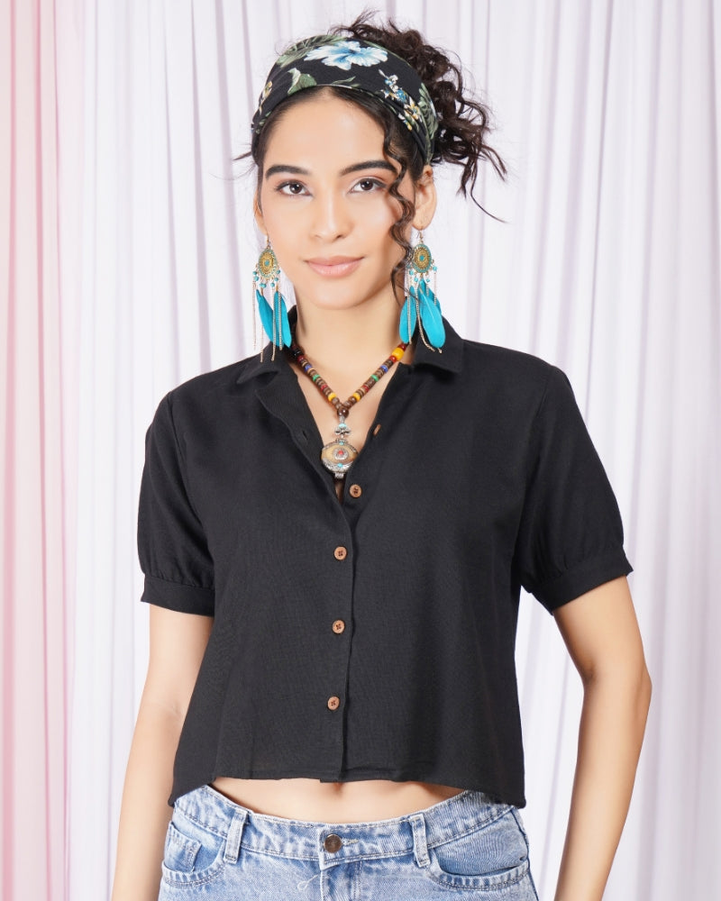 Sienna noir boho cotton top