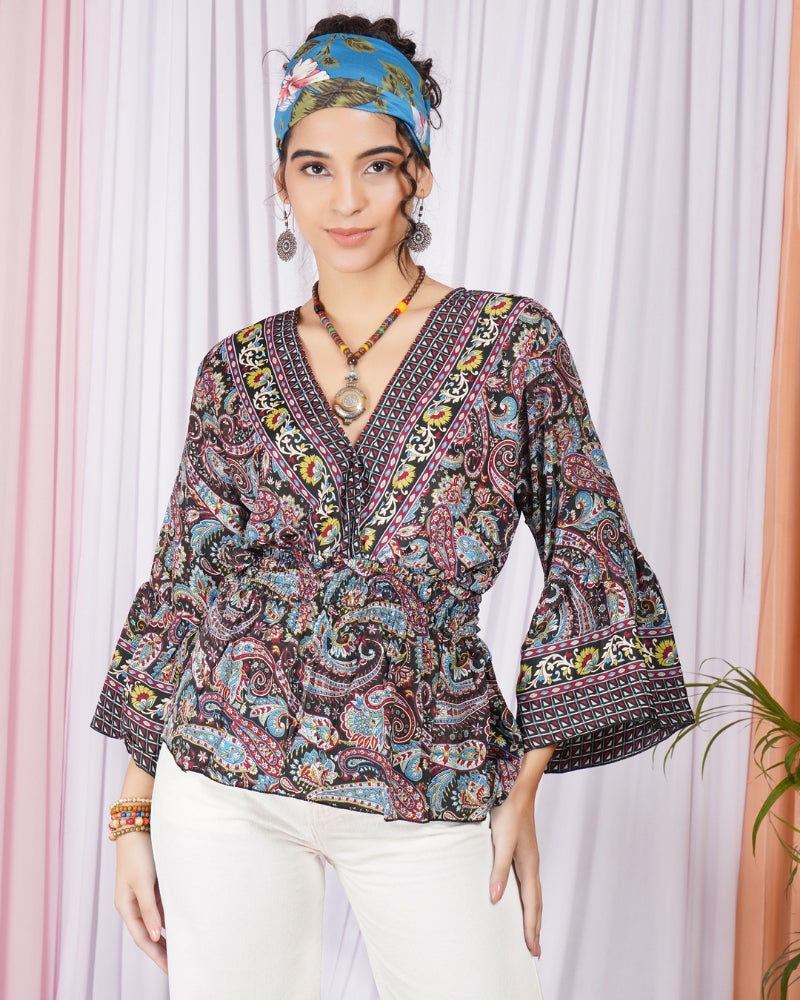 Marella midnight berry peplum top