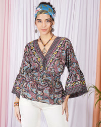 Marella midnight berry peplum top