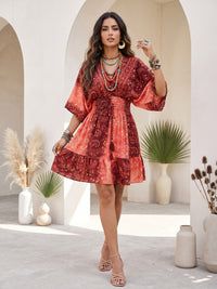 Elowen coral merlot boho mini dress