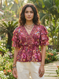 Aveline mulberry aura peplum top