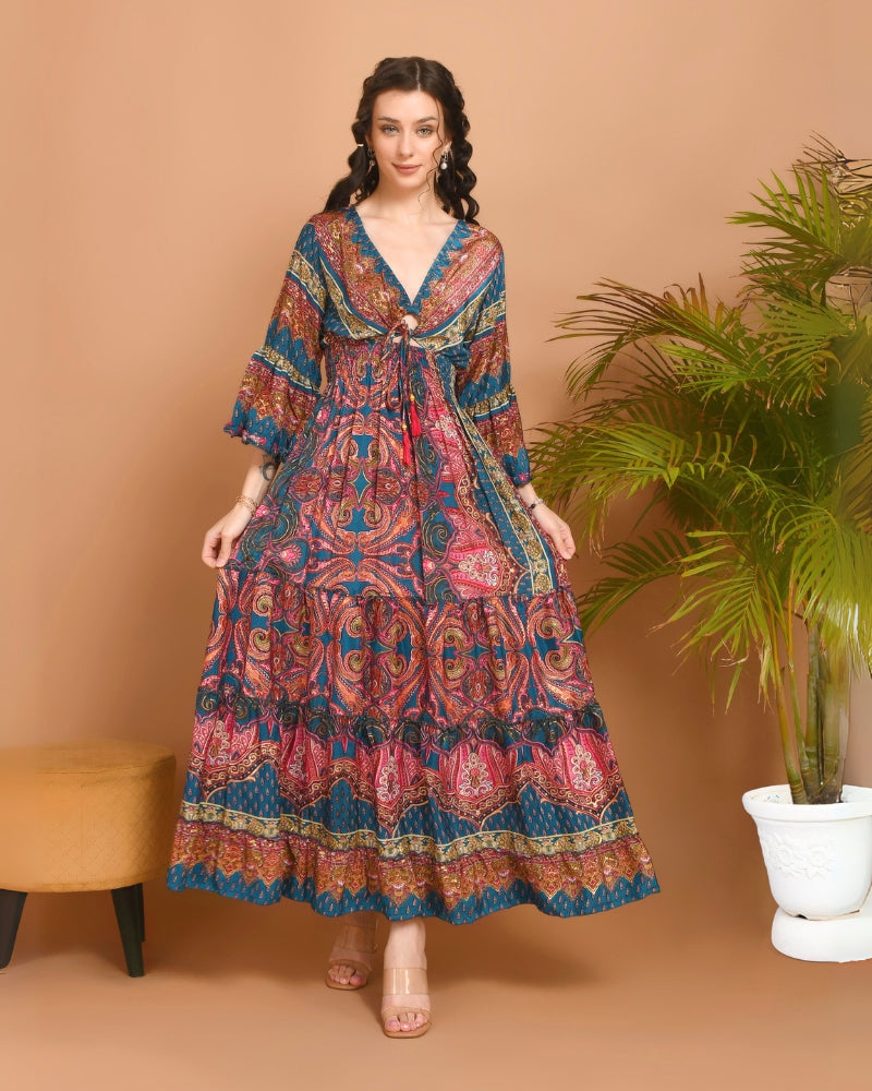 Mireya midnight bloom maxi dress