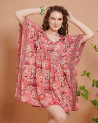 Rose sorbet kaftan mini dress