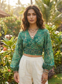 Eirlys emerald paisley boho wrap top