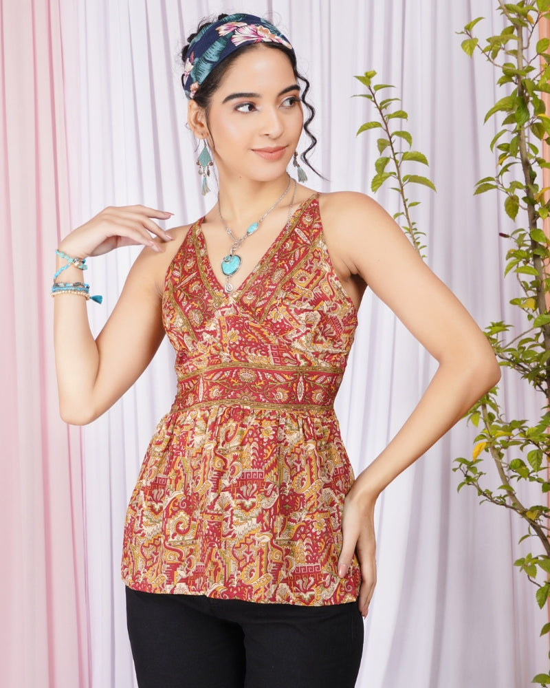 Merlina crimson-muse spaghetti top