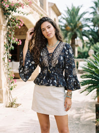 Black pearl bohemian peplum top