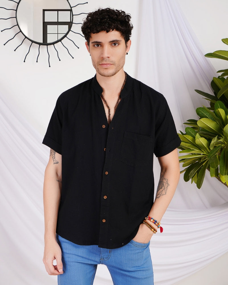 Ryker midnight ember mandarin cotton shirt