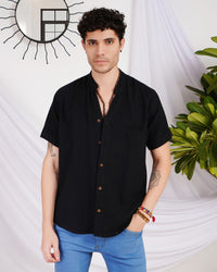 Ryker midnight ember mandarin cotton shirt