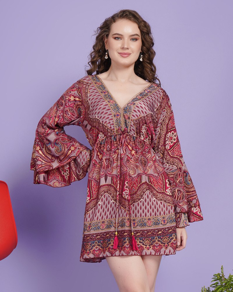 Blossom haze paisley short dress