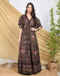 Isla plum mirage tiered maxi dress