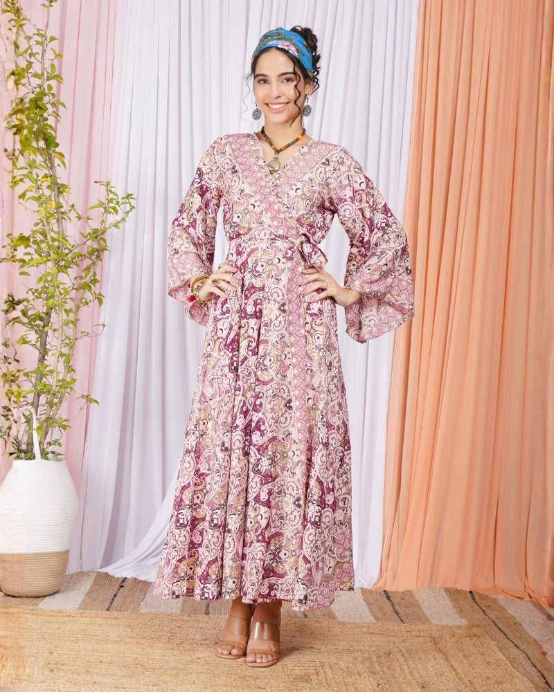 Selene rosevine wrap maxi dress