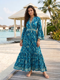 Blue riviera bohemian maxi dress