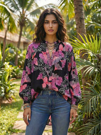 Soriel midnight leaf oversize boho shirt