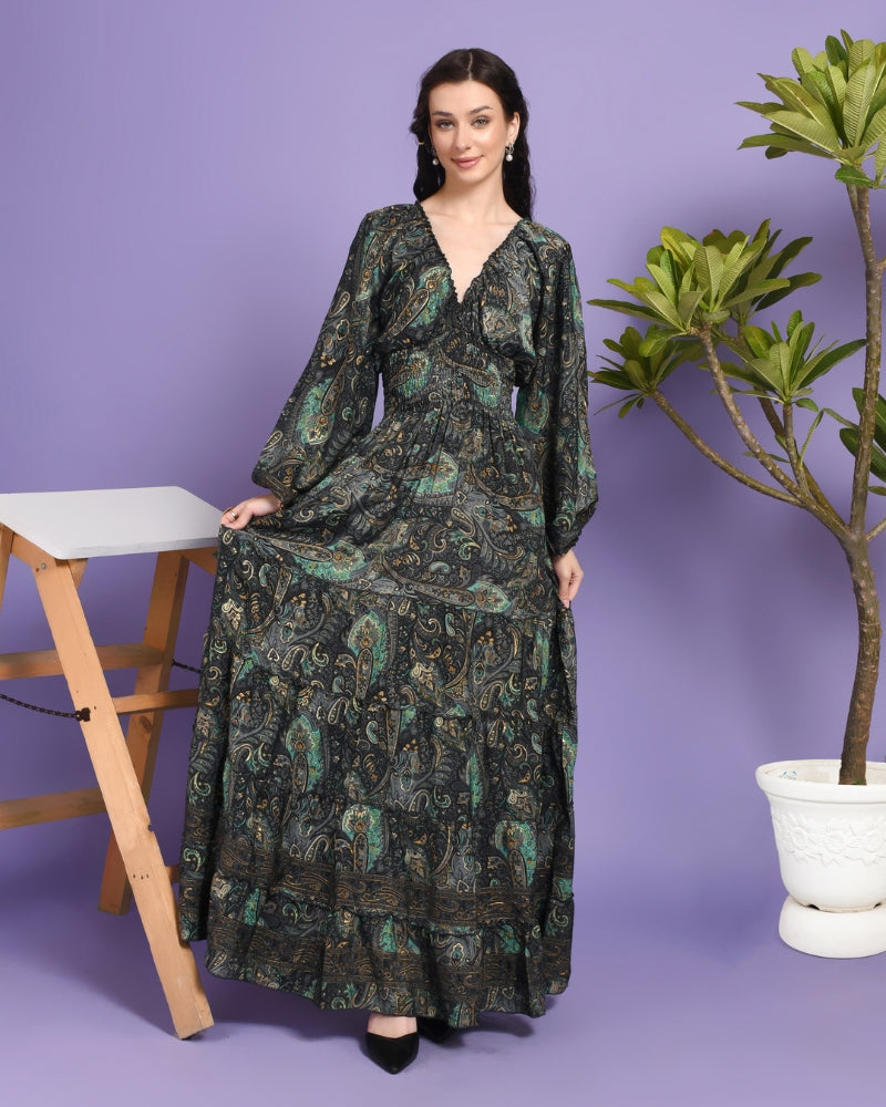 Emerald whisper maxi dress