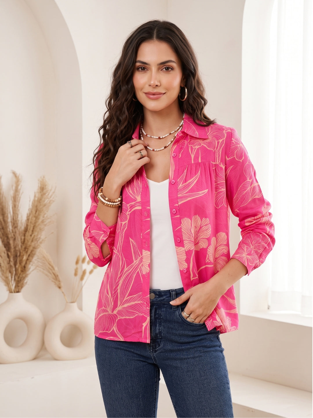 Amelie pink mirage boho shirt