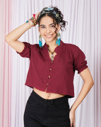 Seren winewood button down top
