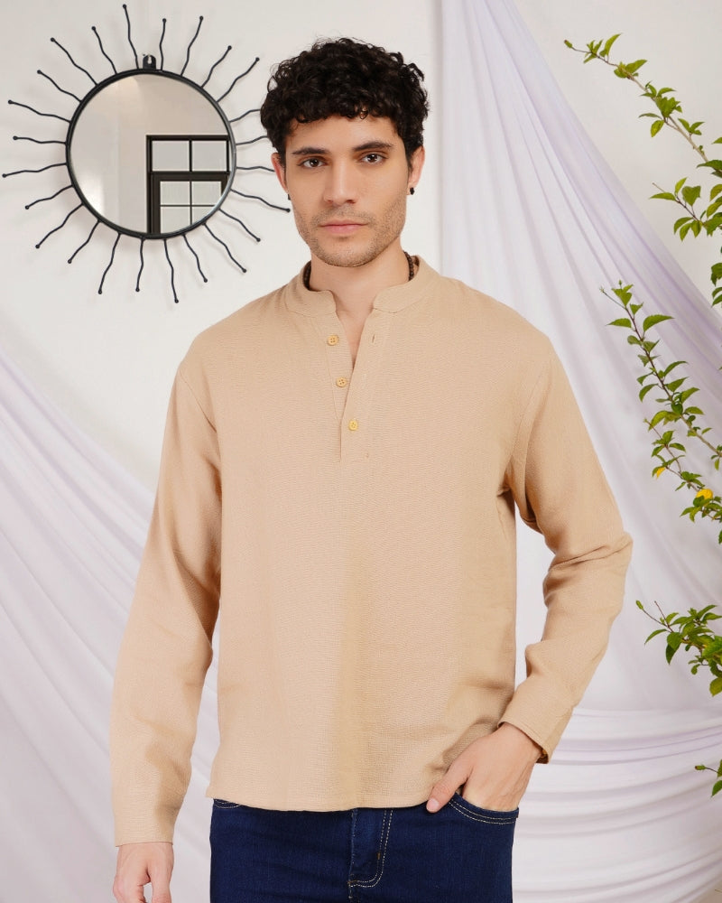 Maddox drift-beige cotton shirt