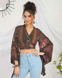 Marisela plum boho tie top