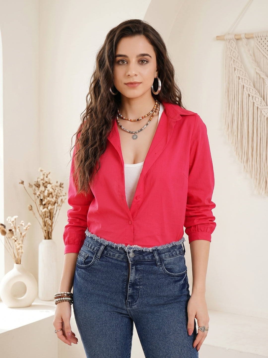 Solene candy pink cotton shirt