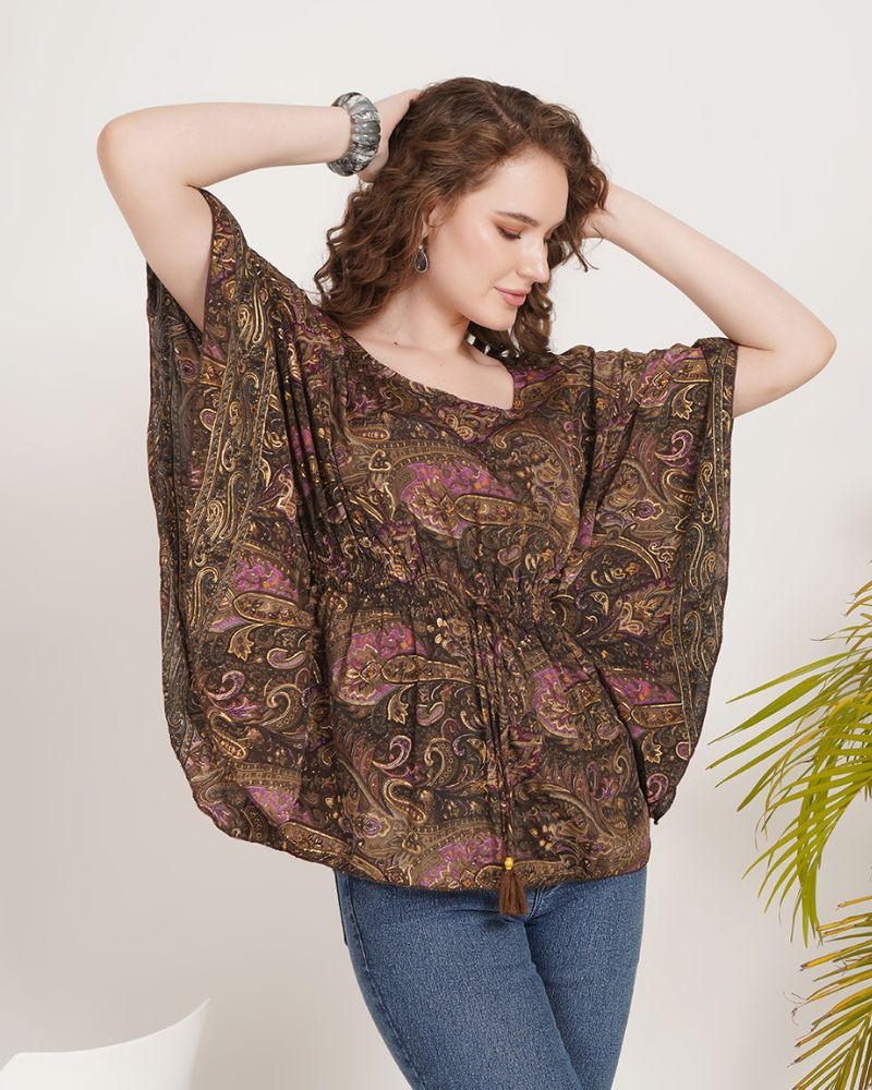 Purple haze paisley kaftan top