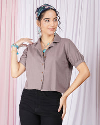 Elowen sandstone cuban collar cotton top