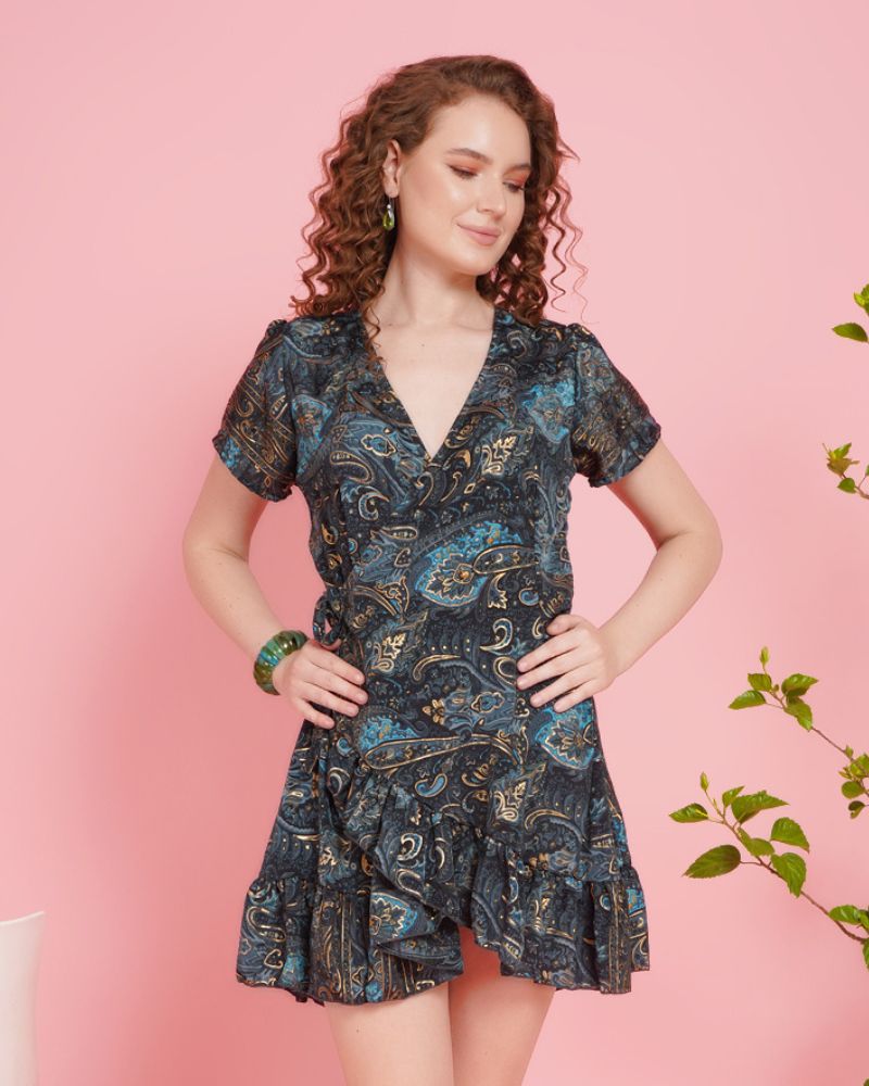 Aelina gold dust mini angrakha dress