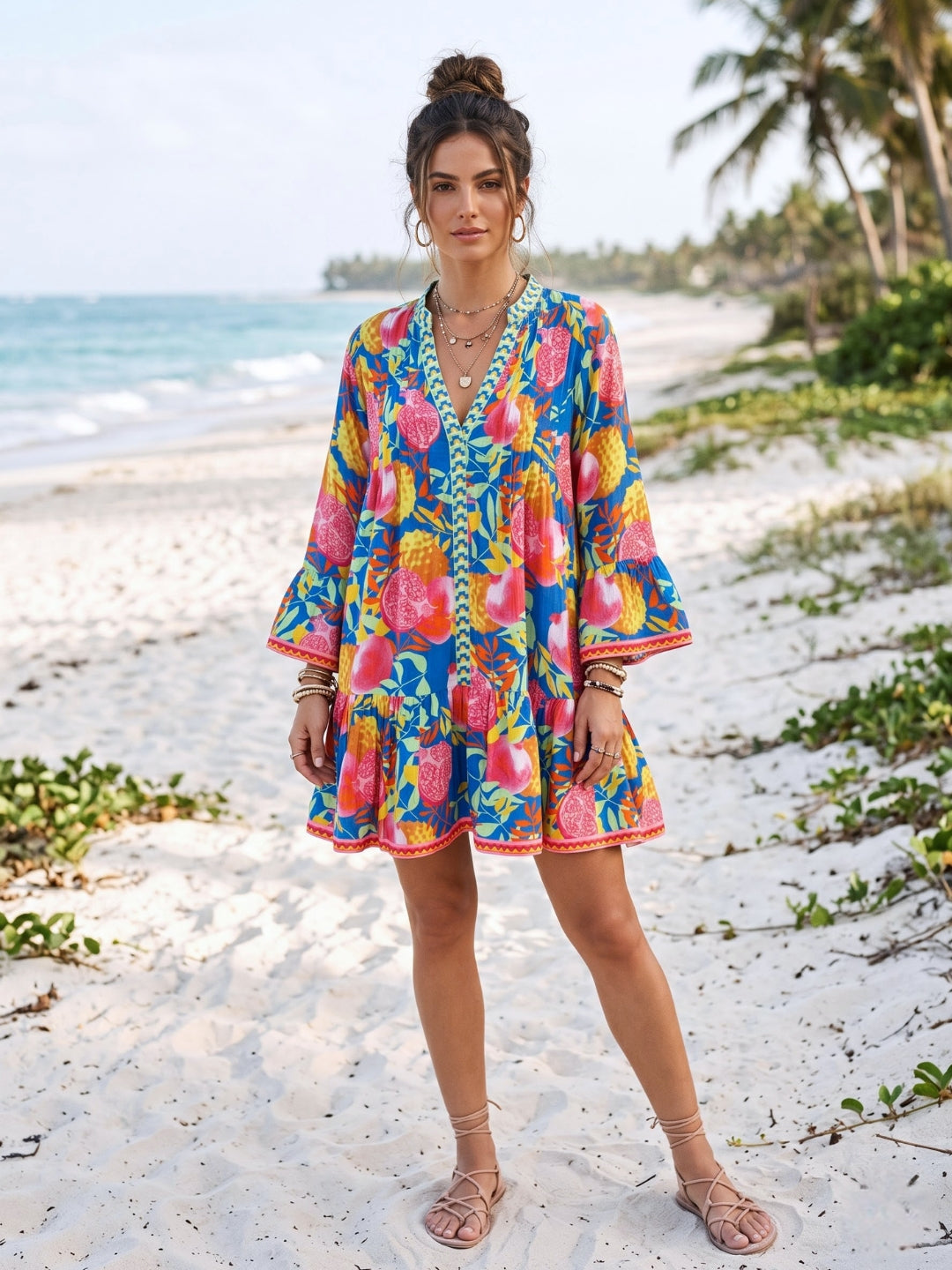 Mirella pomegranate pop boho dress