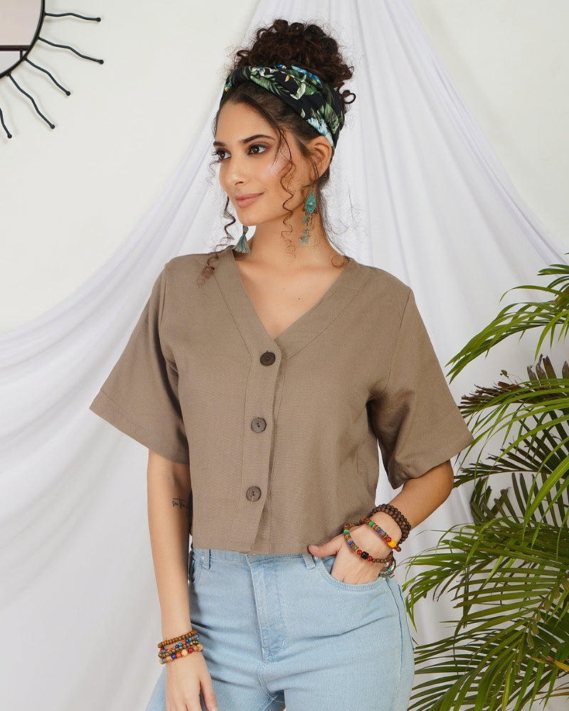 Mireille desert beige boho top