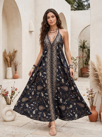 Estelle black pearl boho maxi dress