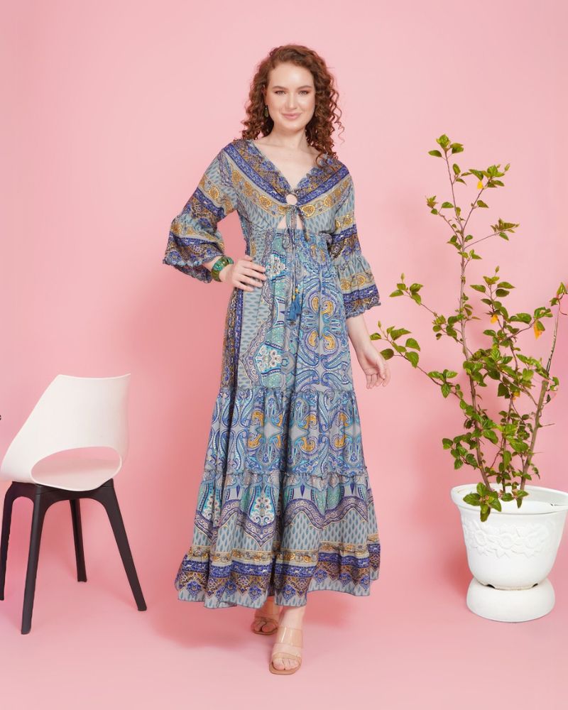 Sky halo paisley maxi dress