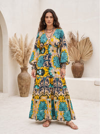 Turquoise marigold boho maxi dress